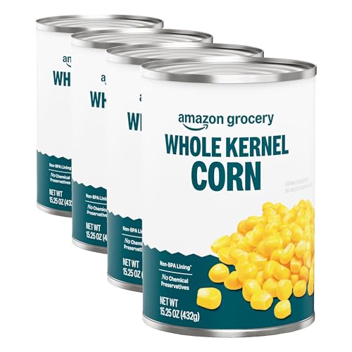 Amazon Grocery, Canned Whole Kernel Corn, 15.25 Oz (Pack of 4)