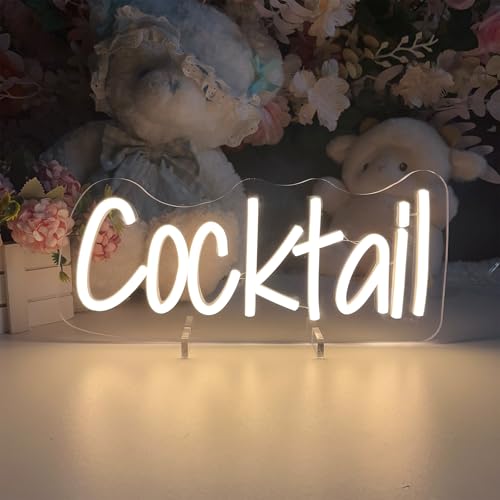 Image of Cocktails Table Neon Sign Desk Lamp Led Beer Bar Neon Lights for Wall Decor Man Cave Club Bedroom Hotel Pub Home Bar Sign Shop Bedroom Home Room Decor Christmas Party Warm White USB Powered 30x13.8 CM