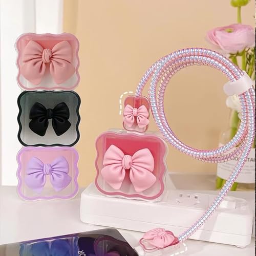 Image of Like Star Charger Protection Cover 4 in 1, Compatible for iPhone Charger only 18W & 20W, Spiral Cable Protector for Charging Cable, Charger Protector with 3D Design