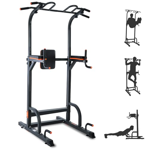 ISE Power Tower - Barra de tracción para silla romana de altura ajustable, multifunción, dips abdominales, estación de musculación para entrenamiento en casa, reposabrazos, fitness, 130 kg