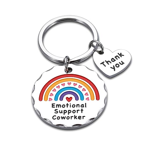 TI-EDC Emotional Support Coworker Rainbow Keychain for Women Work Bestie Goodbye Birthday Retirement Farewell Goodbye Thank You Gifts for Employee Women Friendship Christmas Valentines
