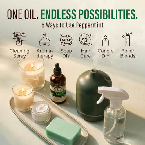 Image of 100% Pure Peppermint Oil - 4 Fl Oz Peppermint Essential Oil for Hair, Skin, Diffuser, Aromatherapy & DIY Soap Making Scent