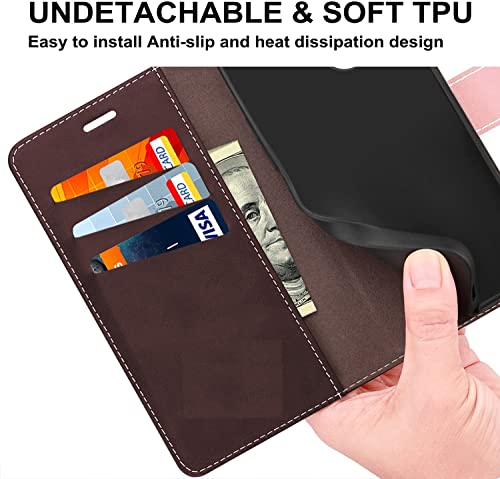 Image of Perkie Trendy Series, Faux Leather Wallet Flip Case Magnetic Closure Flip Cover for for Motorola Moto G54 5G (Baby Pink & Brown)
