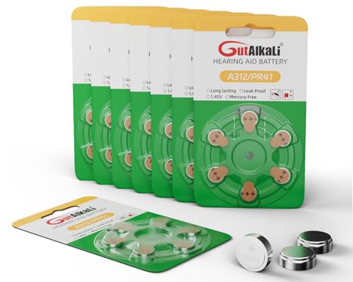 GutAlkaLi Hörgerätebatterien Typ 312 braun P312 ZL3 PR41 48 Stück Zink-Luft 1 4V Vorratspack Batterien für Hörgeräte Hörhilfen leicht greifbar