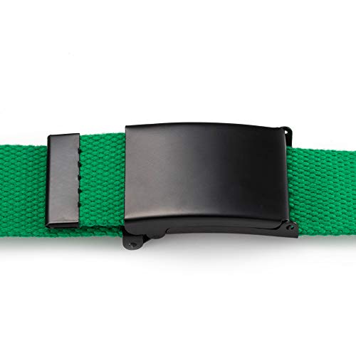 Image of Mile High Life Cut To Fit Canvas Web Belt Size Up to 52 inch with Flip-Top Solid Black Military Buckle