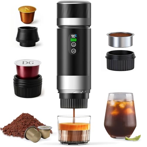 Gubbett Nouvelle Machine à Cafe Portable,Machine à Café Espresso Portable 3 en 1 Compatible avec les Capsules Espresso et Poudre de...