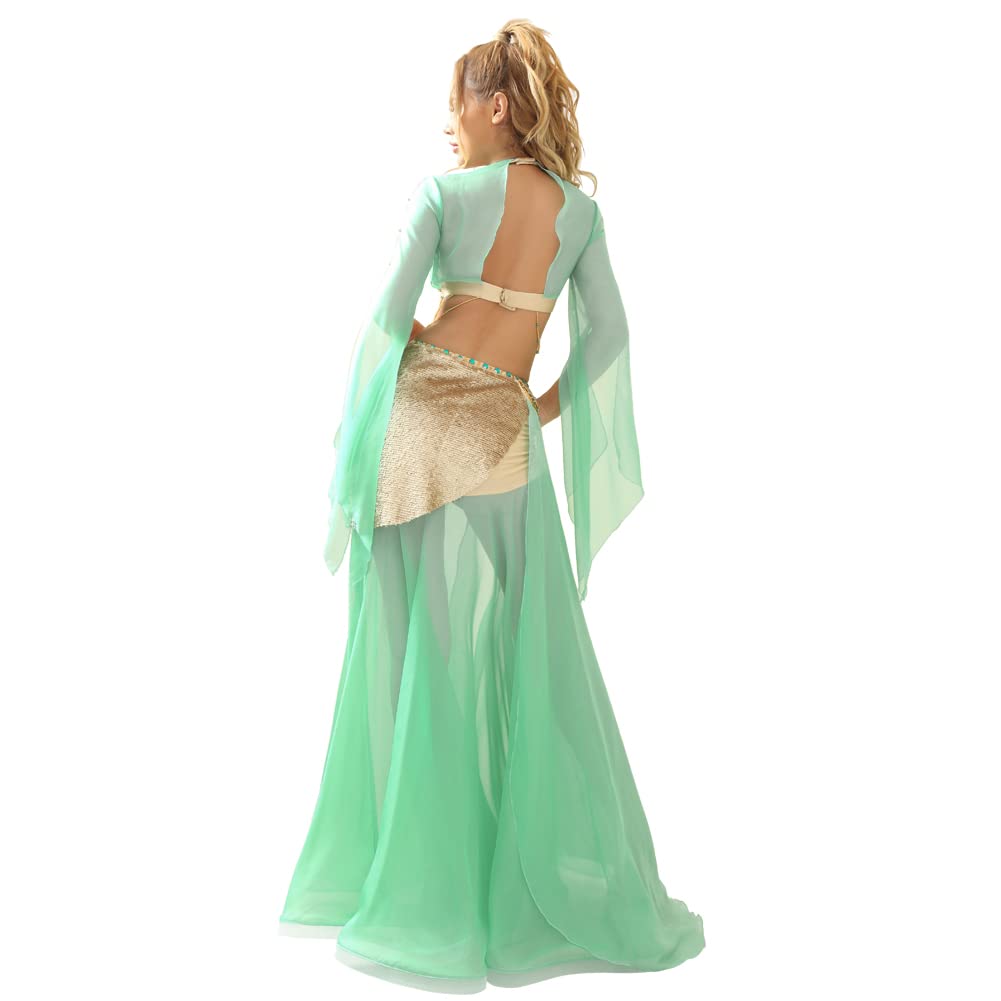 ROYAL SMEELA Grün Bauchtanz kostüm Damen Bauchtanz BH und Rock Bauchtanz Kleidung Profi Bauchtanz Set Bauchtänzerin Kostüme Bauch tanzen Kostuem für Frauen Bauchtanz Outfit Karnevals kostüm