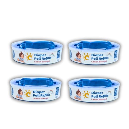 Image of Diaper Pail refill bags 4 Pack, Holds upto 1120 daipers Lemon scented, trash diaper pail refills, pamper trash, Compatible with diaper genie bags refill