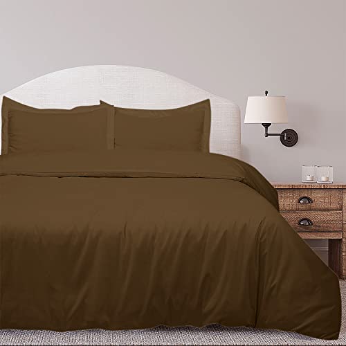 Image of ROYALE LINENS Chocolate Duvet Cover Full Size - 3 Piece Bedding Comforter Covers - Zipper Closure - 1 Full Duvet Cover 80x90 inches and 2 Pillow Shams - No Comforter Included