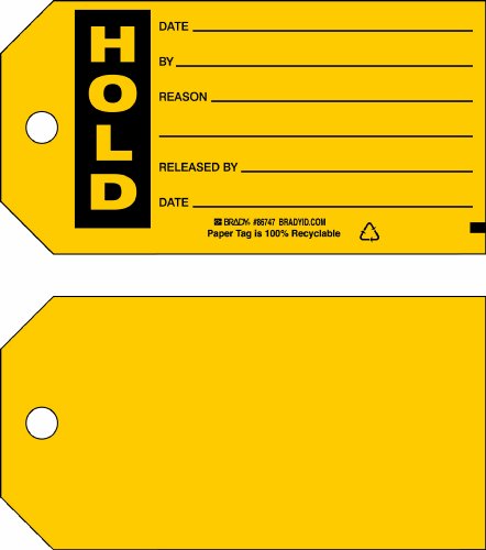 Tags de statut de production Brady 86747 carton jaune B-853 pour marquage industriel