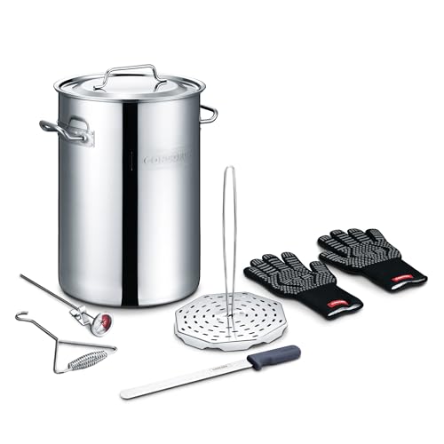 CONCORD Heavy Duty Stainless Steel Turkey Fryer Kit with Rack, Slicer, Hook, Thermometer, and heat proof gloves. Also great for Seafood Boil, Crawfish Boil, and more (Turkey Fryer Kit)