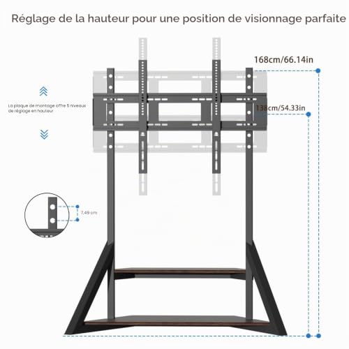 Support TV sur pied à roulettes idéal pour vos présentations et soirées cinéma en grand format - 5