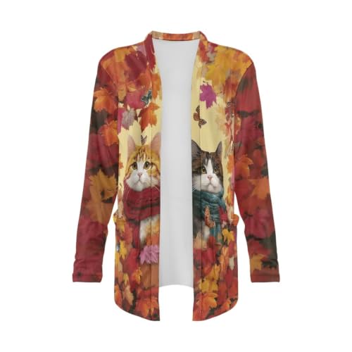 Image of Forchrinse Red Ladybug Cardigan for Women Causal Long Sleeve Open Front Cardigans Sweater Fashion 2024 Fall Coat with Pockets