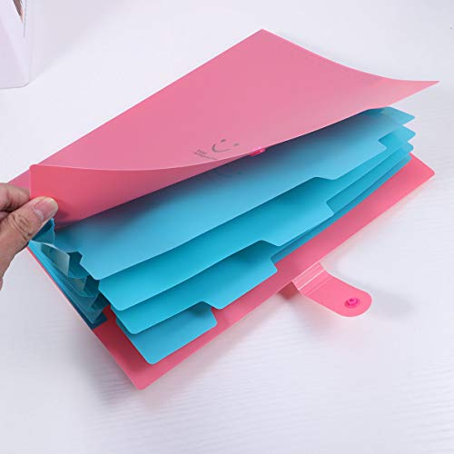 Toymytoy 5 peças de pastas de arquivo expansíveis com 5 bolsos de fecho de pressão de papel de pasta