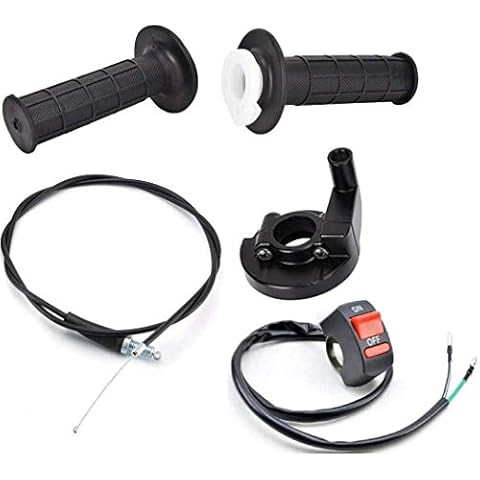 CALU LUKY 22mm Twist Throttle Accelerator Handle Grips, 50 90 110 125cc Pit Bike Dirtbike (Handle Grip + Cable + Throttle Clamp + flameout Switch) Cover