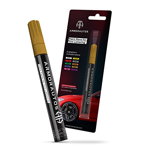Tire Paint Pen for Car Tire Letters - Tire Marker Gold Paint Pens for Car Tire Lettering - Permanent Gold Letter for Tire, Non-Fading Tire Pen, Waterproof Tire Paint Pen, Car & Motorcycle Tire