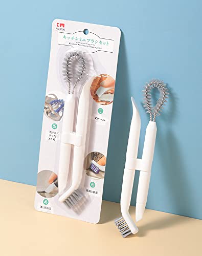 Image of Crevice Cleaning Brushes (White) Deep Clean Set for Kitchen, Appliances, Grout, and Narrow Spaces - Small Detail Scrub Brush for Tile