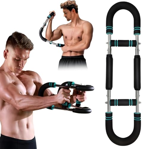 SINZONEu® Entrenador Brazos en U | 3 Niveles Ajustables 30-50kg Equipo Pecho | Power Twister Portátil Hogar | Entrenamiento Muscular Completo | Azul-Negro