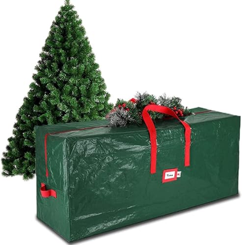Joyzzz Christmas Tree Storage Bag Heavy Duty Tree Storage Cover with Handles and Card Slot Durable Christmas Tree Bag for Artificial Trees Up to 9 Feet Tall Moisture and Dust Resistant