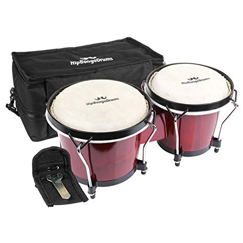 Bongo Drum Set for Adults Kids Beginners Professionals, Upgrade Packaging, Set of 6 and 7 inch Tunable Percussion Instruments, Natural Animal Hides Hickory Shells Wood Metal with Tuning Wrench