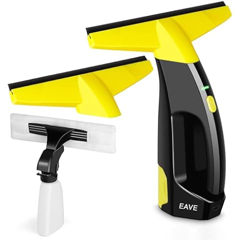 Rechargeable Window Vac Squeegee, with 2 11-Inch Vacuum Head Attachments, Power Window Vacuum Cleaner Set for Windows, Tiles, Mirrors, 200ml Water Tank Cover