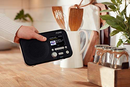 Pure Elan IR5 Portable Internet Radio with Bluetooth, Spotify Connect, Alarm, Colour Screen, AUX Input, Headphones Output and 12 Station Presets – Wi-Fi and Bluetooth Radio/Portable Radio - Black