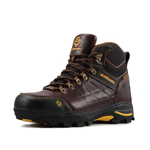 Image of SUREWAY Men's 6 inch Soft /Steel Toe Lightweight Waterproof Work Boot - Leather,Lace Up,Oil /Slip Resistant Dual-Density Comfortable EH Construction Industrial Ankle Safety Men Work Boots,Roofing, Hunting