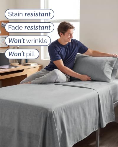Image of Duvet Cover Twin /Twin XL - 2 Piece Set, College Dorm Room - Heathered Grey