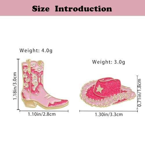 2Pcs Personalized Hot Girl Cartoon Cowboy Girl Brooch High-end Enamel Badge Metal Backpack Badge Pink Cowboy Hat, Retro Boots Style Design, Versatile Clothing Hat Embellishment, Holiday Gift Selection, Best Friend's Gift2