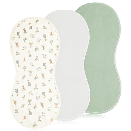 Image of Hahafelt 3 Pcs Changing Pad Liners Fits in Peanut Shape Changing Pad Waterproof Diaper Mats Organic Cotton Peanut Mats are Warm on a Baby's Back, Washable Reusable(Bright Style,Green)