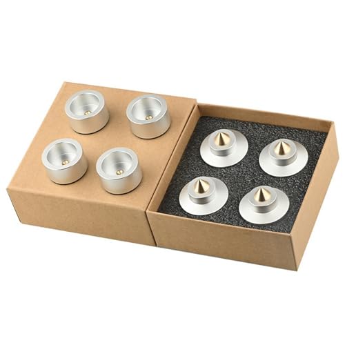 Soporte para altavoz de aleación de aluminio y cobre: almohadillas plateadas de alta precisión