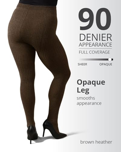 Image of MeMoi Boston Ribbed Cotton Sweater Tights, Warm Opaque Winter Tights