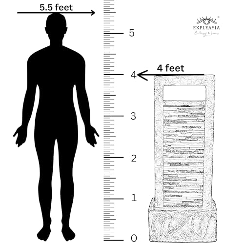 Expleasia, Exuberant & Luxury Decor 4Ft Rippled Slate Water Fall, Water Fountain For Home Big Size, Water Fountain For Home Vastu, Fountain For Home Decor Waterfall (44X31X120 Cm) (Dark Grey)