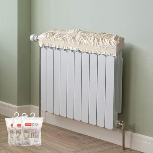 3 cubreradiadores mágicos elásticos de color beige, extensible de 40 a 80 cm y de 80 a 140 cm, tejido, crudo, para cubrir radiadores o radiadores, tela de algodón, cubre radiador elástico