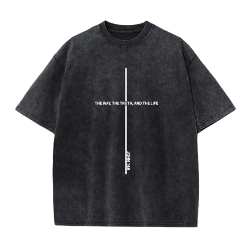 Hiehiety Boys Christian Shirts for Kids Jesus God Bible Verse Religious Faith T Shirt Youth Acid Wash Cross Graphic Tees Tops (Black 11-12 Years)