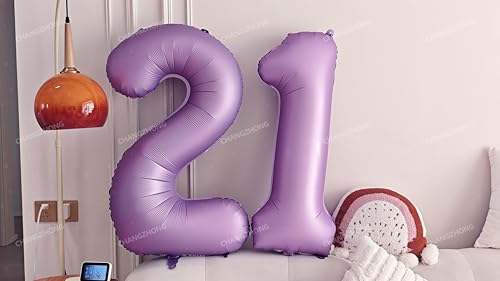 Image of 40 In Matte Lavender Purple Birthday Number 2 Helium Foil Mylar Balloon | Helium Foil Mylar, Suitable Boys' And Girls', 2st 12th Birthday Parties, Anniversary Celebration, Zero Balloon Purple paryt