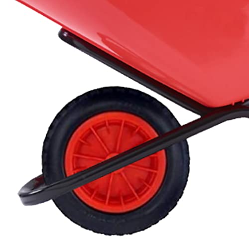 PU 14" Puncture Proof RED Wheelbarrow Wheel Tyre 3.50-8 foam filled + AXLE By KetoPlastics
