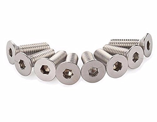 M312mm Countersunk Flat Head Hex Socket Stainless Steel Screw Bolt - Pack of 20