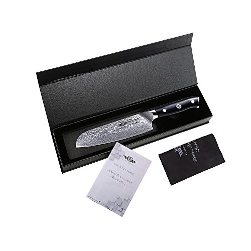 Kitchen Emperor Damascus Santoku Knife, 7 inch, 67 Layers Damascus Steel, G10 Handle, Forged, Kitchen Knife