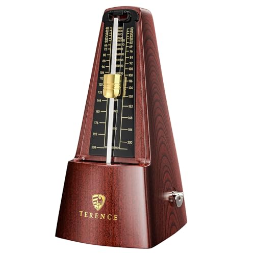 Mechanical Metronomes for Piano Guitar Violin Bass Drum and Other Musical Instruments Loud Sound and High Precision Track Beat and Tempo for Beginners (Wood Grain)