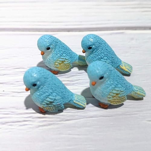 JJLFresheners 4Pcs Blue Miniature Bird Figurines, Mini Resin Birds, Fairy Garden Accessories and...