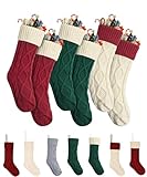 Mr. Pen- Christmas Stockings 6 Pack, 18" Cable Knit Stockings for Christmas, Cable Knit Christmas Stocking for Christmas, Large Stockings Christmas 6 pack, Knit Stockings Christmas, Red, Cream & Green