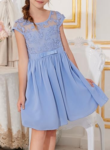 blibean Girls Elegant Lace Mesh Semi Formal Party Dress Size 6-15 Years - Image 4