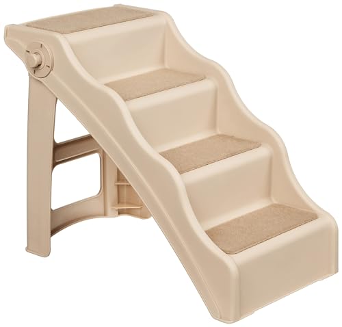 Amazon Basics Escalones plegables para perros y gatos, color marrón bronceado 37,1 cm x 57,8 cm x 49,5 cm