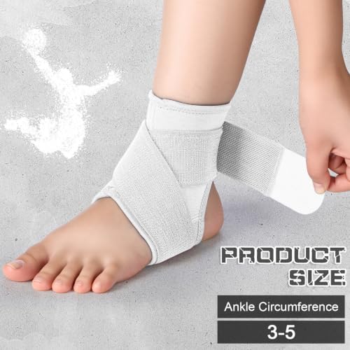 Image of Honoson 2 Pcs Ankle Brace Kid Ankle Support Youth Neoprene Lace up Compression Sleeve Foot Brace Stabilizer with Adjustable Strap for Sport Sprained Plantar Fasciitis Achilles Tendonitis(White,S)