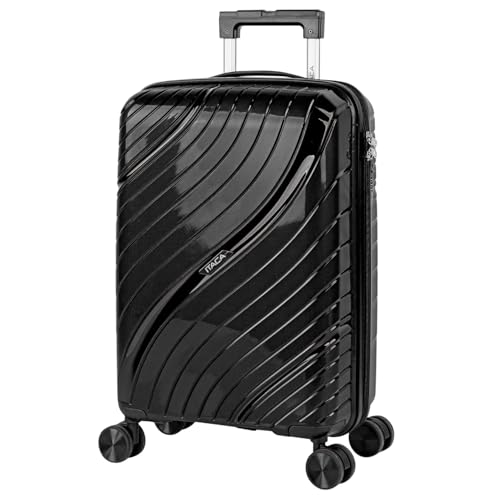 ITACA - Koffer & Trolleys, Handgepäck Koffer, Reisekoffer, Trolley mit Rollen - leicht, robust und ideal für Reisen, Urlaub und Business-Trips. Zahlenschloss, Schwarz