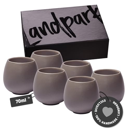 Landpark Espresso-Tassen Set Grau (6 x 70ml) - Aus hochwertiger...
