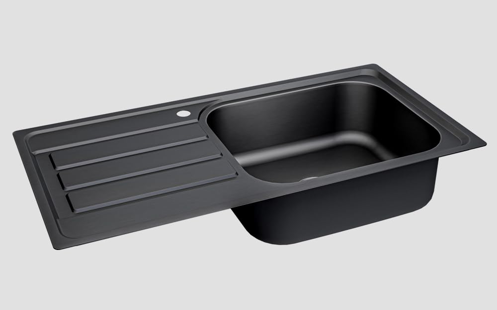 Lavello da cucina, 100 x 50 cm, in acciaio inox 304, spessore del materiale: 0,8 mm, vasca XXL 50 x 40 cm, lavello da incasso, rettangolare, 1 vasca, sgocciolatoio, (sgocciolatoio a sinistra