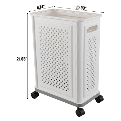 35-L-Slim-Plastic-Laundry-Baskets-with-Wheels-White-Rolling-Laundry-Hamper-4-Pack 35 L Slim Plastic Laundry Baskets with Wheels White Rolling Laundry Hamper 4 Pack