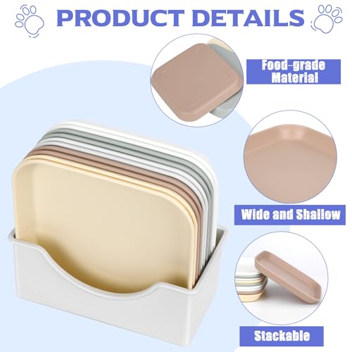 Aevcvok 10 Stück Katzennapf, Futternapf Katze Flach, Katzenfutter Napf, Quadrat Katzenschüssel, Katzen Futternapf Bunte, Katzenteller, Katzen Napfset für Trockenfutter und Nassfutter